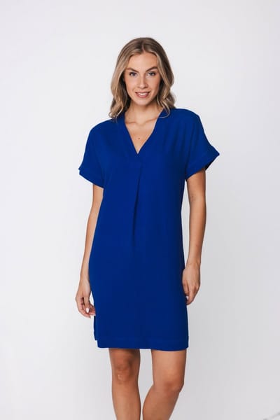 Pastunette - Jurk - Cobalt Sea - Katoen - Korte mouw - Blauw - Maat 38