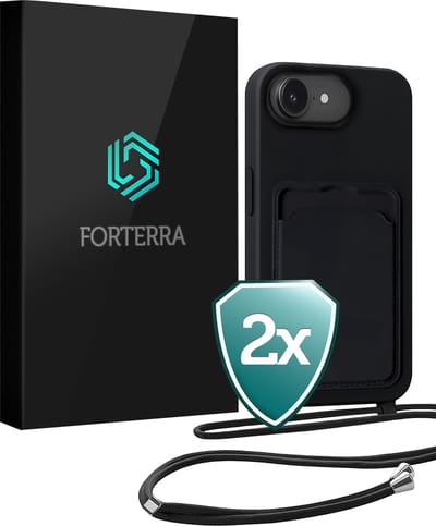 Hoesje Geschikt voor iPhone 17e Case Siliconen Hoes Met Koord - Hoes Geschikt voor iPhone 17e Met Telefoonkoord Hoesje Backcover - Zwart - 2 PACK