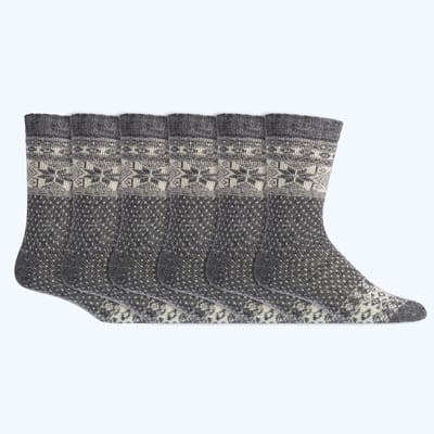 Noorse sokken | Merinowol | Alpacawol | Kleur: Grijs | Dames & Heren | 6 paar