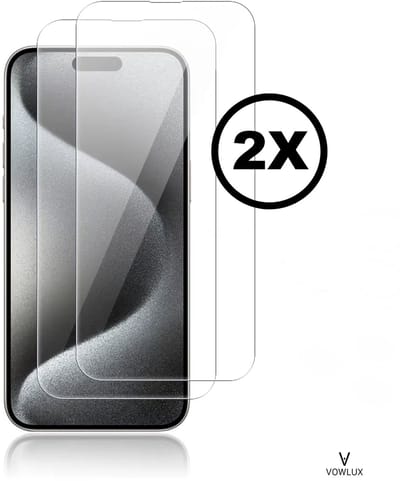 VOWLUX Screenprotector voor iPhone 15 Pro – Gehard Glas Tempered Glass – 2 Stuks – 9H Extra Sterk, HD Helder, Case-Friendly – Beschermglas