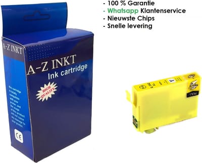 AtotZinkt huismerk Epson 502 XL Y Yellow inkt cartridge - Met Chip - Epson 502XL - Voor Printers: Expression Home XP-5100 / XP-5105 - Workforce WF-2860DWF / WF-2865DWF
