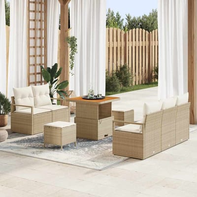 vidaXL - Tuinbank - Set - 8 - st - 7-Aantal - zitplaatsen - Beige - en - Crème