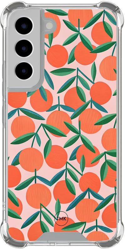 Shockproof hoesje geschikt voor Samsung Galaxy S22 - Sweet oranges - Schokbestendig - Verhoogde randen - TPU case - Extra Sterke Back Cover - Print - Transparant, Oranje