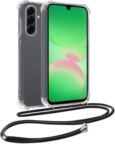 Hoesje Geschikt voor Samsung Galaxy A26 - Met Koord - Shock Proof - Siliconen Case - Back Cover - Telefoonkoord - Telefoon Hoes Shockproof - Telefoonketting - Transparant