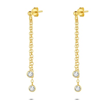 Twice As Nice Oorbellen in 18 kt verguld zilver, hangers met zirkonia Goudkleurig 00