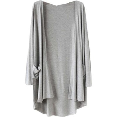 Damesjas Elegante Middellange Damesvest met Zakken voor Dagelijks Gebruik Reizen Lichtgewicht Lente/Herfst Jas met Open One Size lichtgrijze kleur