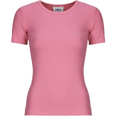 T-shirt met geribbelde ronde hals Model 'FRANKIE'