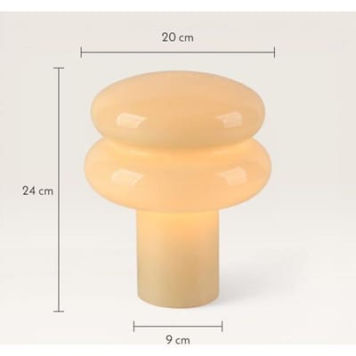 LUSENZ Elistro - Design Tafellamp Wit 25 cm - Nachtkast lampje - Gebroken wit - Glas -  E27 fitting - Met aan/uit-schakelaar