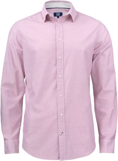 Cutter & Buck Belfair Oxford Shirt Heren 352400 - Burgundy/Wit gestreept - M
