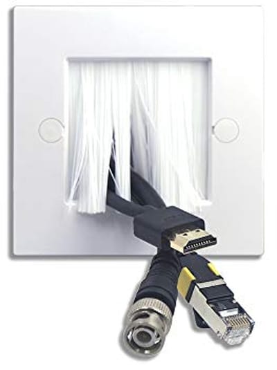 Witte inbouwdozen met afdekking en kabeldoorvoer – 2 stuks