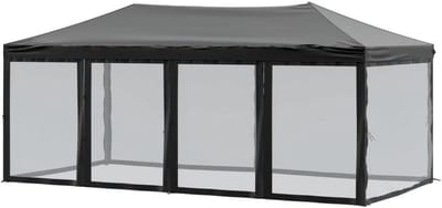 Partytent Opvouwbaar - Paviljoen Tuintent - Feesten Buiten - Waterdicht UV-beschermend - 3 x 6 Meter - Zwart