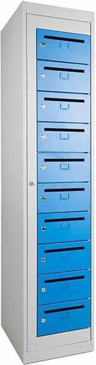 Stalen Postkast Grijs Frame Blauwe Deuren