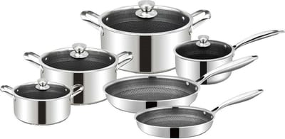 Cheffinger Pannenset - 10-delig - RVS - Honingraat - Inductie