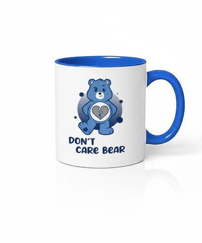 Don't Care Bear Mok - Blauwe Pessimistische Cartoon Beer Koffiemok