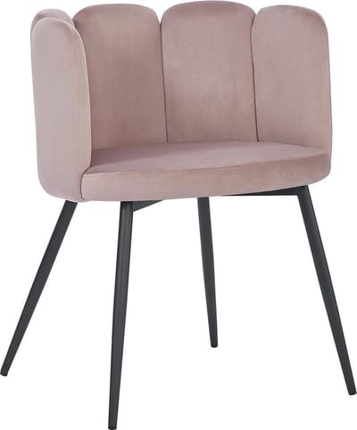 BukkitBow – Eetkamerstoel / Bureaustoel met Bloembladontwerp – Geschikt als Make-up Stoel - Fluweel & Metalen Onderstel - Velvet / Fluweel – Roze