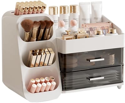 Dailygoods- Make-up Organizer Grote Capaciteit - Make-up Organizer met Lades - Cosmetica Organizer - Draaibare Organizer - Organizer voor Bureau - 35cm x 19cm x 25cm