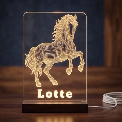 Gepersonaliseerd 3D Paardenlampje met Naam – Luxe Nachtlampje voor Kinderkamer – Lamp – Cadeau voor Meisjes & Paardenfans – Model Lotte