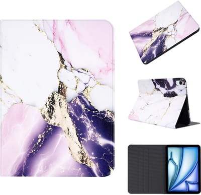 Casemania Hoes Geschikt voor iPad 2025 A16 11 inch - Marmer Paars - Luxe Print Tablet Cover met Ingebouwde Standaard - Book Case Geschikt voor Apple iPad A16 2025 11e Generatie met Volledige Bescherming