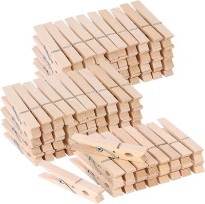 Houten Knijpers - wasknijpers hout - Wasknijpers - Knijpers - bamboe hout - wasspelden - knijpers - 100 stuks - voor Waskleding en Buitenfoto's