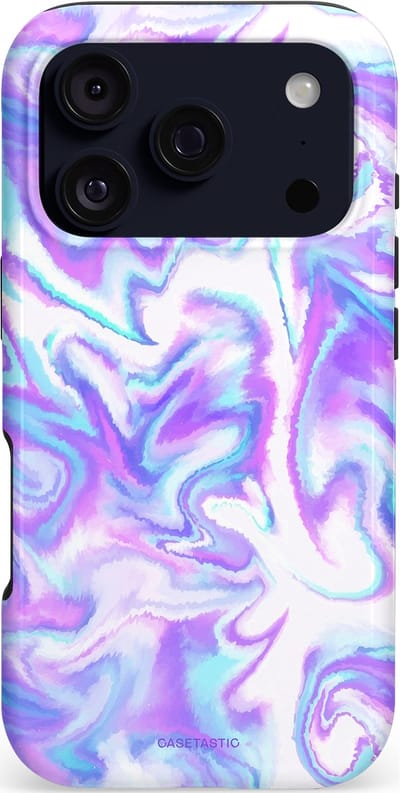 Casetastic hoesje geschikt voor Apple iPhone 17 Pro - MagSafe - Dubbellaagse bescherming - Tie Dye magie - Fashion Case - Lavendel Wit Lichtblauw Lichtgrijs