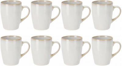 Siaki Koffiemok / theemok Faye - wit - set 8x - 340 ml - mokken - kerammiek - tas