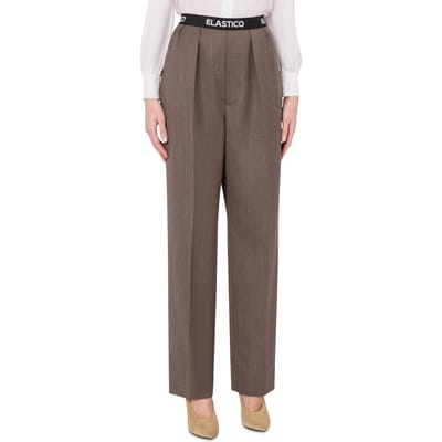 Moschino Elastic Band Wool Canvas Trousers Brown Size: 40 | Formal pants Outlet | Dames | Bruin