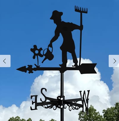 Metalen Windspinner met Dierenmotief - Smeedijzeren Tuin Decoratie voor Buiten - Ornament voor Daktuinen & Binnenplaatsen-Boer die bloemen water geeft-Belle‘s product-Belle's product