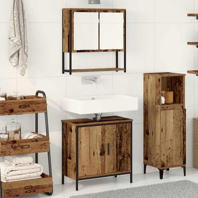 vidaXL - Badkamermeubel - Set - 2 - st - Bruin - 60 - x - 30 - x - 60 - cm - Bewerkt - hout