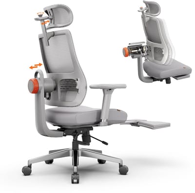 NEWTRAL MagicH-GPro Ergonomische Bureaustoel met Hoofdsteun - Adaptieve Lendensteun - Verstelbare Armsteun - 3 Standen om te Vergrendelen - Grijs