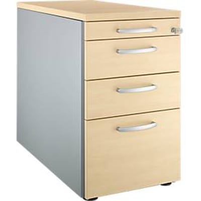 Schäfer Shop Genius voetstuk 1336, met ronde handgreep, B 435 x H 717 mm, wit/aluminium/wit/Ahotn decor