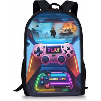 Sac à dos simple pour enfant avec motif GamePad Cool Pour Garçon/Fille Meilleur Cadeau Dessin Animé Plat 2D Sacs d'École pour Étudiants