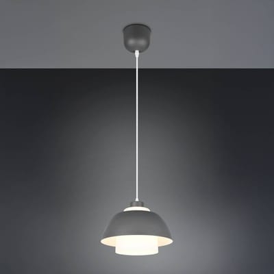 Reality Leuchten Hanglamp Tilos, antraciet, Ø 30 cm, metaal/glas, E27