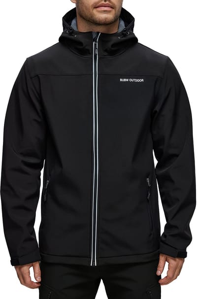 BUBW® Windjack - Softshell Outdoorjas - Heren - Windjack - Lichtgewicht - Waterdicht - Ademend - met Capuchon - Outdoorjas - Maat M - Zwart