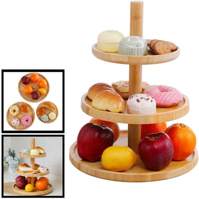 Etagère 3-laags - Hoogwaardige bamboe - Luxe presentatie - Perfect voor snacks - SnelShoppen