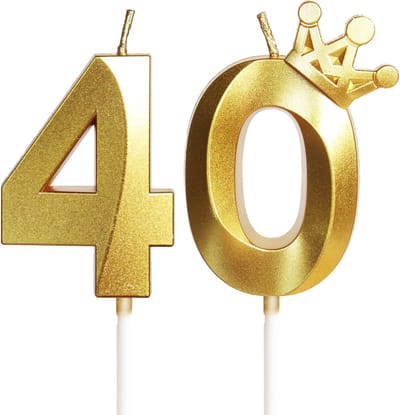 Dailygoods- Verjaardagskaarsen 3D Goud - Cijferkaarsen met Kroon - Taartdecoratie - Feestaccessoires - 40 Stuks - Veiligheidswaarschuwing