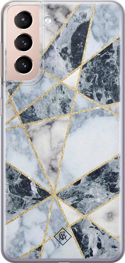 Casimoda® hoesje - Geschikt voor Samsung S21 Plus - Marmer Blauw - Backcover - Siliconen/TPU - Blauw