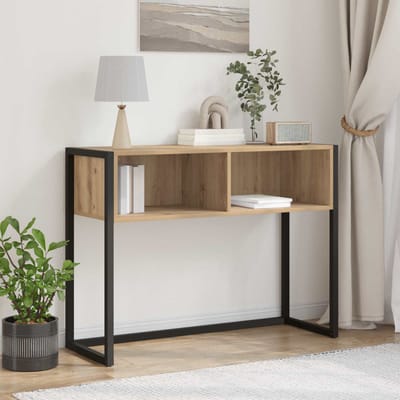 vidaXL - Bijzettafel - Ambachtelijk - Eiken - 100 - x - 36 - x - 75 - cm - Bewerkt - hout