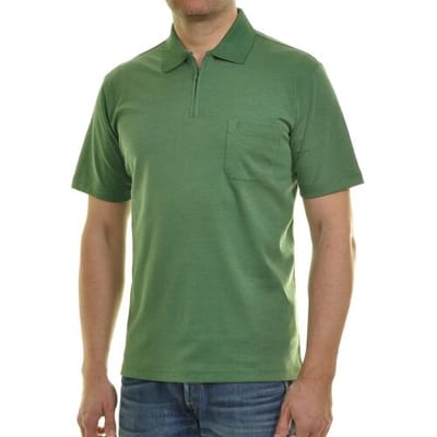 Ragman Uni Easy Care Zipper Poloshirt Pima Cotton Mix Emerald / male