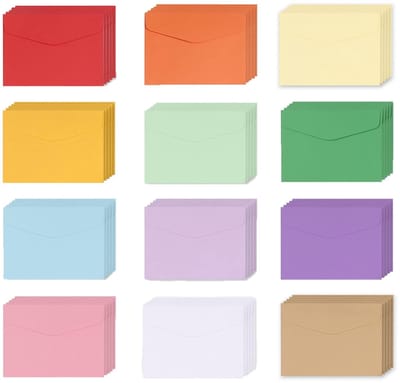 Dailygoods- Mini Enveloppen 60 Stuks - Kleine Enveloppen - Cadeau-Enveloppen - Karton - Herbruikbaar - 12 Kleuren - Cadeauenveloppen