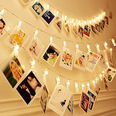 Fotolichtsnoer - Lichtslinger Clips - Decoratie Ophangen - Warm Wit Licht - 20 Clips 3M - Wit