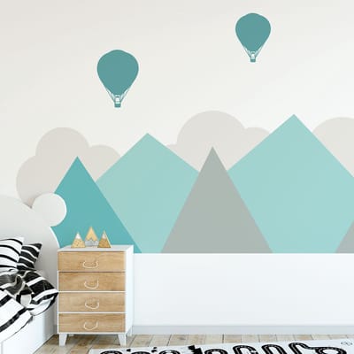 Muurstickers voor kinderkamers - Decoratie voor babykamers - Gigantische muursticker voor kinderen, Scandinavische bergen, Oslo - 70x95cm