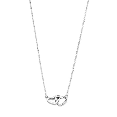 zilver gerhodineerd collier hartjes gediamanteerd 41 + 4 cm 1337705