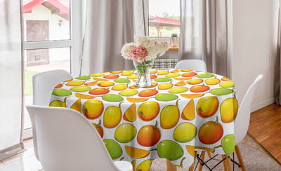 New Bed Mango Tropisch Fruit Ronde Tafelkleed, Cirkel Tafelkleed voor Eetkamer Keuken Decoratie, 150 cm Diameter