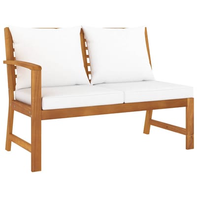 vidaXL - Tuinbank - met - crèmekleurig - kussen - 114,5 - cm - massief - acaciahout