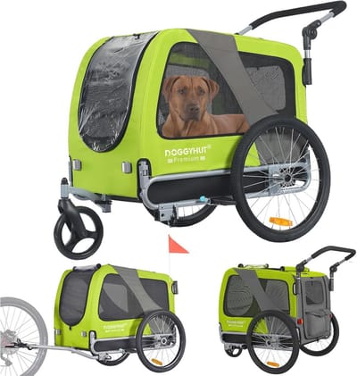 Fietskar 2-in-1 voor Grote Honden - Geschikt voor zware belasting tot 35 kg