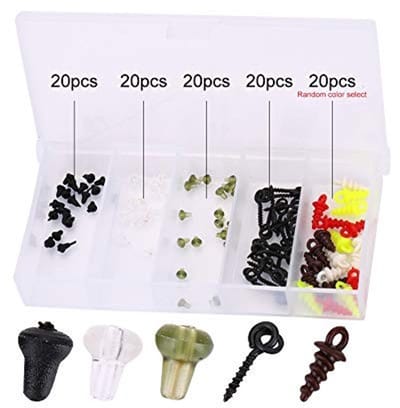 Dailygoods- Haakje Duurzaam Plastic - Haakset 100 Stuks - Zwarte/Witte/Groene Stoppers - Zwarte/MeerKleurige Schroeven - Eenvoudig Te Gebruiken - Stevig Materiaal - Aasschroeven