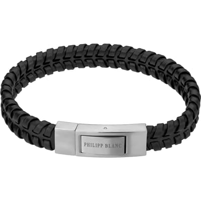 Echt leer en roestvrij stalen armband Philipp Blanc Andreas