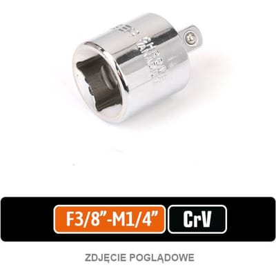 Verloopadapter 3/8" naar 1/4" CRV Staal - Teger