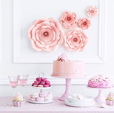 Partydeco - Flower backdrop rozen pink - 5 stuks