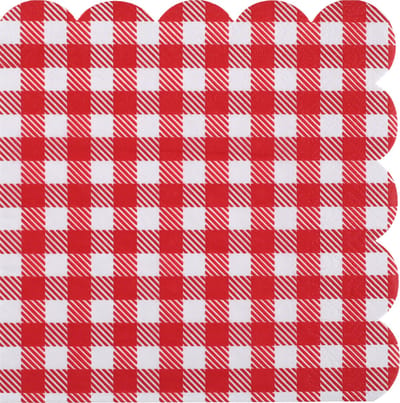 Santex boerenbont Oktoberfest thema servetten - 20x stuks - 16 cm - gingham/vichy print